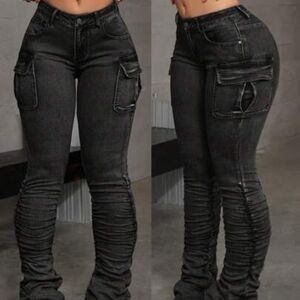 SHEIN Black Skinny Cargo Jeans